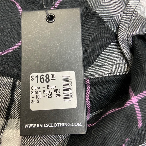 NWT Rails Clara Check Herringbone Twill Pajamas Black Storm Berry - Picture 3 of 3